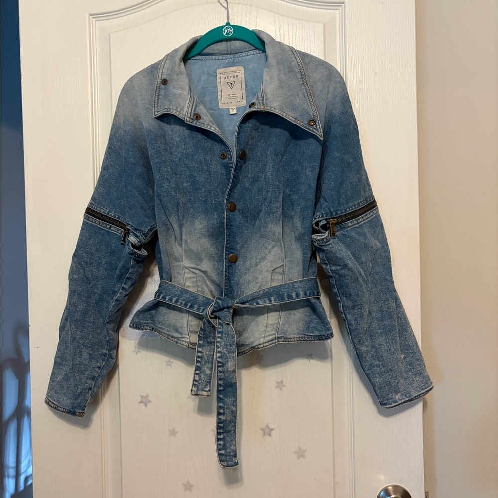 Guess Blue Denim Belted Jacket